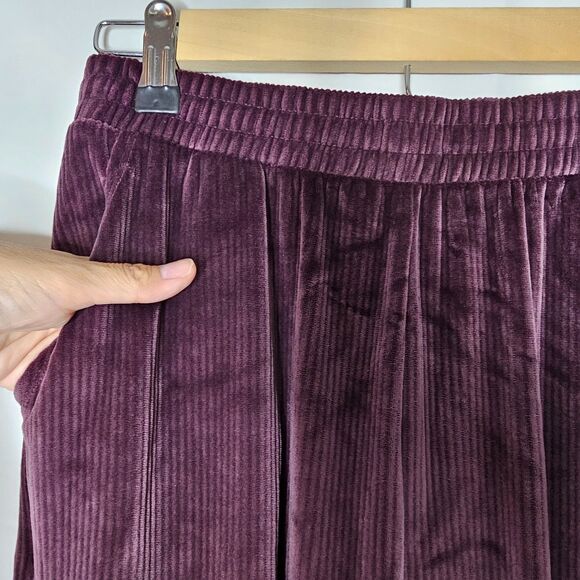 Victorias Secret Velour Lounge Set Purple Ribbed Crewneck Jogger TOP M/PANTS S - Picture 8 of 16